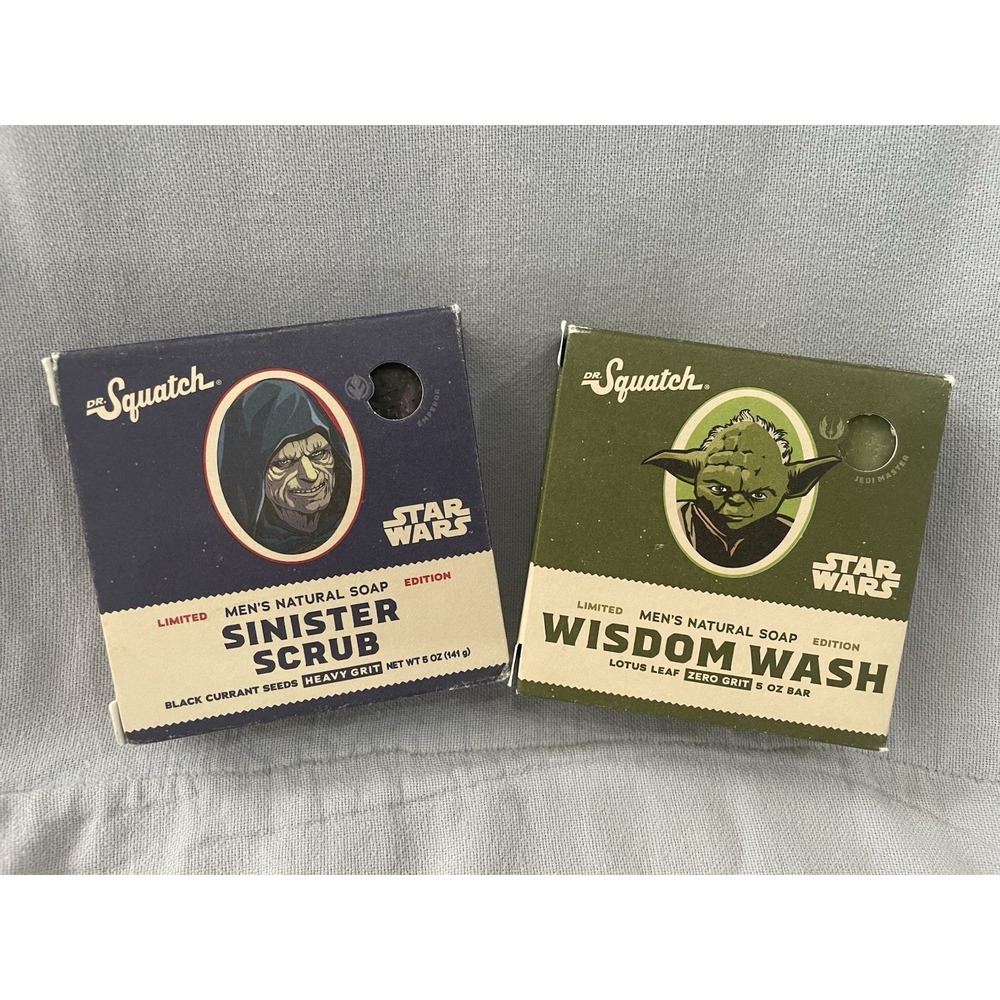 NEW Set of 2 Dr. Squatch Star Wars 5oz Soap Bars - Sinister Scrub & Wisdom Wash